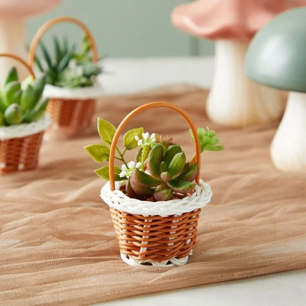 Bulk 24 Miniature Wicker Baskets with Handles - Perfect for DIY Crafts & Parties